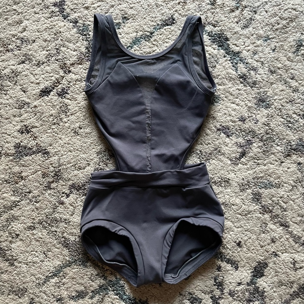 Custom On The Dance Floor Grey Open Back Leotard